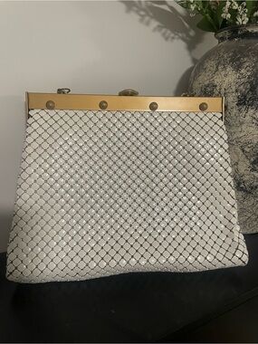 Vintage Whiting and Davis White Chainmail Structured Bag